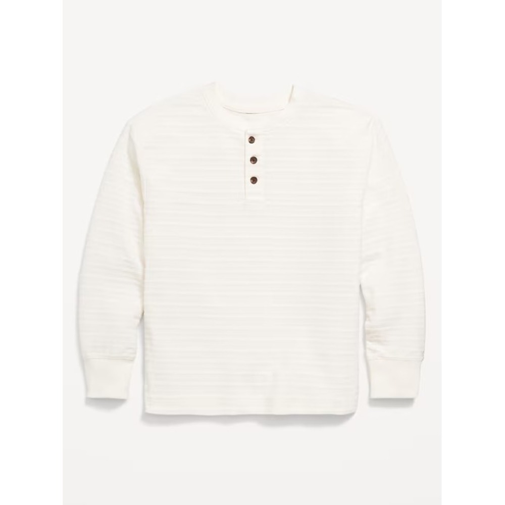 Old‎ Navy Boy's Cozy-Knit Long Sleeve Henley T-Shirt - Creme - Sz XXL (18)